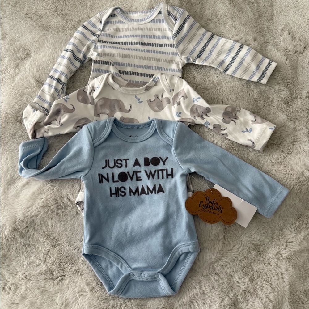New - Baby Essentials Long Sleeve Onesie Set